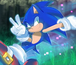 Size: 1400x1200 | Tagged: safe, artist:xxblueseamoon, sonic the hedgehog, sonic frontiers, digital static, running