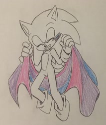 Size: 2345x2749 | Tagged: safe, artist:animesonic2, sonic the hedgehog, bisexual pride, facepaint, flag, pencilwork, pride, trans pride
