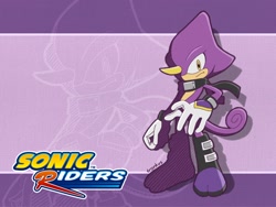 Size: 2048x1536 | Tagged: safe, artist:fronkus123, espio the chameleon, abstract background, boots, riders style, scarf, sonic riders