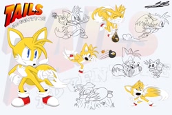 Size: 1800x1200 | Tagged: safe, artist:frolofrankie, miles "tails" prower, bomb, flying, sleeping, spinning tails, tails adventure