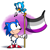 Size: 1900x1900 | Tagged: safe, artist:woodpeckertoons, flicky, sonic the hedgehog, abstract background, asexual pride, classic sonic, featured image, flag, musical notes, pride