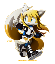 Size: 2327x2718 | Tagged: safe, artist:blacky-doll, oc, oc:fayren, fox, female, fingerless gloves, looking offscreen, oc only, simple background, transparent background, two tails, walking