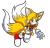 Size: 1024x992 | Tagged: artist needed, source needed, safe, miles "tails" prower, bow, female, flying, gender swap, looking at viewer, modern style, modern tails, simple background, solo, transparent background, two tails, uekawa style