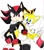 Size: 736x839 | Tagged: safe, artist:emorapunzel, miles "tails" prower, shadow the hedgehog, duo, flying, hand on shoulder, looking at viewer, mouth open, pencilwork, shadails, shipping, simple background, white background