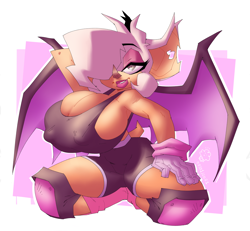 Size: 2280x2109 | Tagged: suggestive, artist:oddjuice, rouge the bat, busty rouge, huge breasts, style emulation