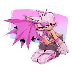 Size: 1023x1023 | Tagged: suggestive, artist:bigdad, rouge the bat, busty rouge, looking back, wings