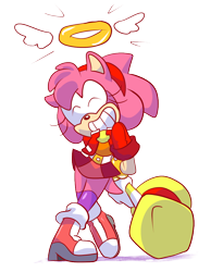 Size: 778x948 | Tagged: safe, artist:blehmaster7, amy rose, halo, piko piko hammer