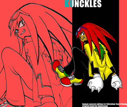 Size: 800x673 | Tagged: safe, artist:may shing, knuckles the echidna, human, humanized