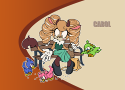 Size: 1165x834 | Tagged: safe, artist:neckromance, flicky, oc, oc:carol the cow, cow, drill hair, featured image