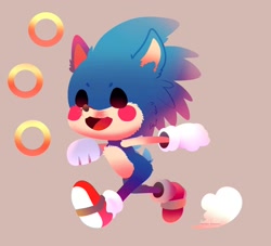 Size: 1342x1220 | Tagged: safe, artist:aunty chick, sonic the hedgehog, ring, running