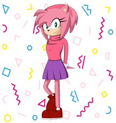 Size: 1200x1272 | Tagged: safe, artist:adventure-14, amy rose, 90s style, sweater
