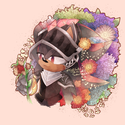 Size: 3500x3500 | Tagged: safe, artist:cylikaart, shadow the hedgehog, flower, knight armor, sir lancelot, solo