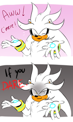 Size: 1403x2321 | Tagged: safe, artist:beadichnoa, silver the hedgehog, dialogue, looking at viewer