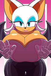 Size: 1280x1920 | Tagged: suggestive, artist:kojiro-brushard, rouge the bat, busty rouge, glass, huge breasts, solo