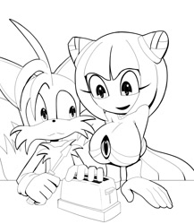 Size: 1040x1200 | Tagged: safe, artist:kojiro-brushard, cosmo the seedrian, miles "tails" prower, busty cosmo, screwdriver, toaster