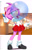 Size: 1039x1600 | Tagged: safe, artist:kojiro-brushard, amy rose, alternate outfit, bubblegum, busty amy, school uniform