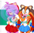 Size: 1644x1600 | Tagged: safe, artist:kojiro-brushard, amy rose, sticks the badger, badger, hedgehog, big breasts, bubblegum, busty amy, busty sticks