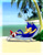 Size: 550x709 | Tagged: safe, artist:may shing, sonic the hedgehog, arms behind head, beach, daytime, lounging, lying back, outdoors, palm tree, sand, solo, water
