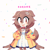 Size: 900x900 | Tagged: safe, artist:motobugg, dog, brown fur, character name, female, hololive, inugami korone, mobianified, no gloves, simple background, smile, solo, standing, vtuber, white background