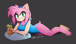 Size: 3432x1987 | Tagged: safe, artist:nikoyosan, amy rose, solo, swimsuit