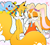 Size: 1100x1000 | Tagged: safe, artist:pasteltwilight, cheese (chao), cream the rabbit, miles "tails" prower, duo, flower crown, laughing, shipping, straight, taiream