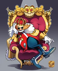Size: 1051x1280 | Tagged: safe, artist:finimun, robotnik, crown, looking at viewer, solo, throne