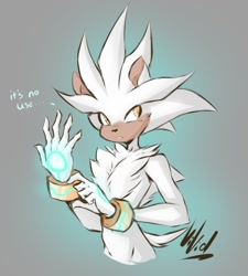 Size: 1192x1324 | Tagged: safe, artist:dullvivid, silver the hedgehog, it's no use, looking offscreen