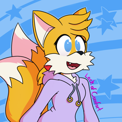 Size: 1000x1000 | Tagged: safe, artist:lackofcomfort, miles "tails" prower, gender swap, one fang, redraw