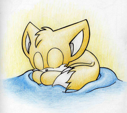Size: 682x611 | Tagged: safe, artist:tanya the hedgehog, miles "tails" prower, pencilwork, sleeping