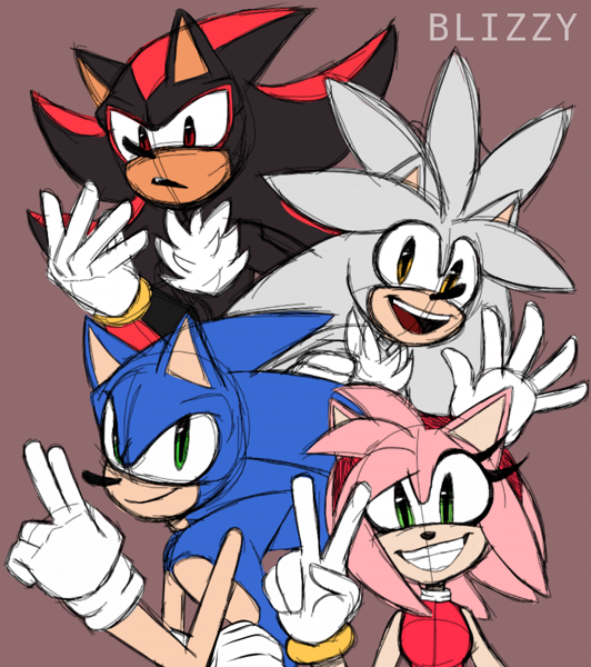 sonic and amy and shadow and silver