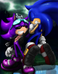Size: 650x828 | Tagged: safe, artist:shoppaaaa, scourge the hedgehog, sonic the hedgehog, super scourge, super form