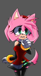 Size: 554x1024 | Tagged: safe, artist:dreamingfaniacyxx302, amy rose, looking at viewer, redesign, scared