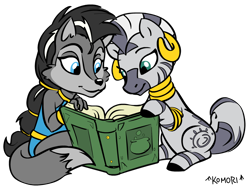 Size: 1024x768 | Tagged: safe, artist:commissionkomori, artist:wolfn85, lupe the wolf, book, zecora