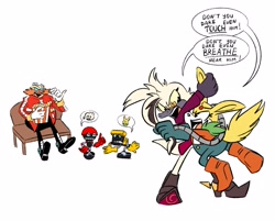 Size: 2867x2308 | Tagged: safe, artist:melodycler01, artist:melodyclerenes, cubot, dr. starline, orbot, robotnik, thunderbolt the chinchilla, dialogue, fight