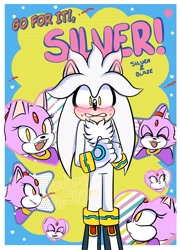 Size: 2096x2904 | Tagged: safe, artist:naylystyles, blaze the cat, silver the hedgehog, shipping, silvaze