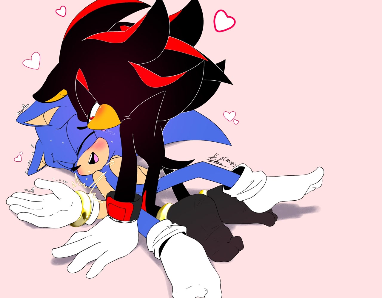 I came here for the gay hedgehogs — nyku7: Another sonadow draw of mine ~  Kissing