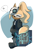 Size: 1142x1661 | Tagged: safe, artist:solratic, whisper the wolf, wolf, abstract background, dialogue, diamond cutters mask, female, sitting, smile, solo, speech bubble