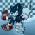 Size: 1280x1280 | Tagged: safe, artist:metal-cosxart, sonic the hedgehog, checkered background, pointing, solo, werehog