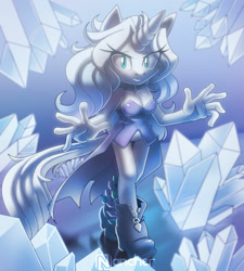 Size: 1024x1139 | Tagged: safe, artist:nancher, oc, oc:eclipse the unicorn, crystals, looking at viewer, solo, unicorn