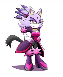 Size: 1267x1552 | Tagged: safe, artist:untropia, blaze the cat, rouge the bat, blaze's tailcoat, fusion, fusion:blaze, fusion:rouge, looking at viewer, one fang, rouge's heart top