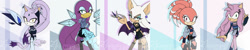 Size: 1920x387 | Tagged: safe, artist:iralibis, amy rose, blaze the cat, rouge the bat, shade the echidna, wave the swallow, cosplay, k/da, weapon