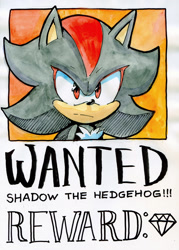 Size: 1024x1430 | Tagged: safe, artist:ragevine, shadow the hedgehog, wanted poster