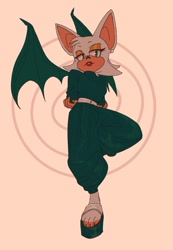 Size: 1046x1515 | Tagged: safe, artist:halpdevon, rouge the bat, looking at viewer, looking down