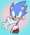 Size: 692x800 | Tagged: safe, artist:rcase, sonic the hedgehog, charging, front view, gradient background, looking at viewer, reaching towards the viewer, running, smile, smiling at viewer, solo, treads