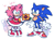 Size: 533x397 | Tagged: safe, artist:seaminglygood, amy rose, amy x sonic, amy's halterneck dress, back quills, redraw, shipping, straight, sunflower