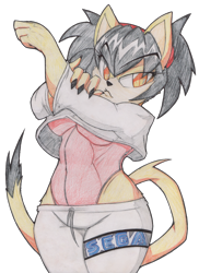 Size: 850x1170 | Tagged: suggestive, artist:dashinthedark, honey the cat, looking at viewer