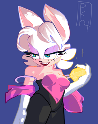 Size: 1181x1480 | Tagged: safe, artist:pharmakontent, rouge the bat, chaos emerald, looking offscreen, rouge's heart top, solo