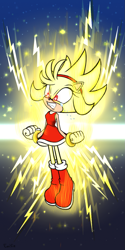 Size: 685x1366 | Tagged: safe, artist:97emisie, amy rose, amy's halterneck dress, crying, super amy, super form