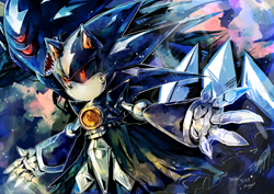Size: 800x566 | Tagged: safe, artist:aimf0324, metal overlord, metal sonic, black sclera