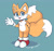 Size: 1280x1214 | Tagged: safe, artist:fluffydasher, miles "tails" prower, blue background, looking at viewer, simple background, tailabetes, waving